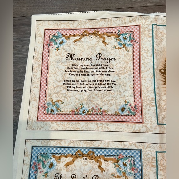 VTG Fabric Learning To Pray Victorian Children Cheat Quilt Squares 68”x44” - Picture 13 of 14